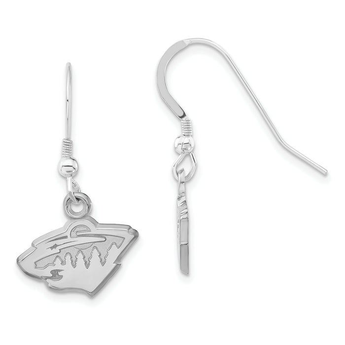 Sterling Silver NHL Minnesota Wild Polished Logo Dangle Earrings