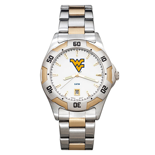 WEST Virginia Univ All-Pro Men's Two-tone Watch W/Bracelet