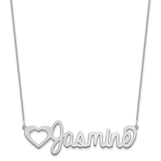 Customized Nameplate Necklace - Large-14k White Gold