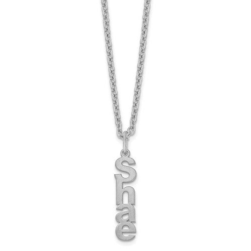 Brushed Vertical Name Charm Necklaces - 1 Name