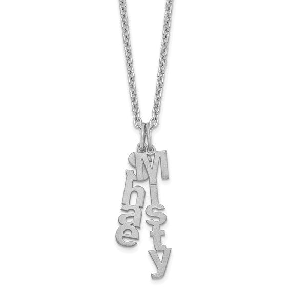 Brushed Vertical Name Charm Necklaces - 2 Names
