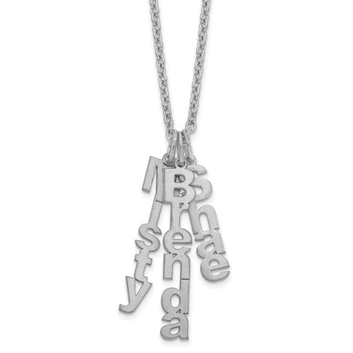 Brushed Vertical Name Charm Necklaces - 3 Names