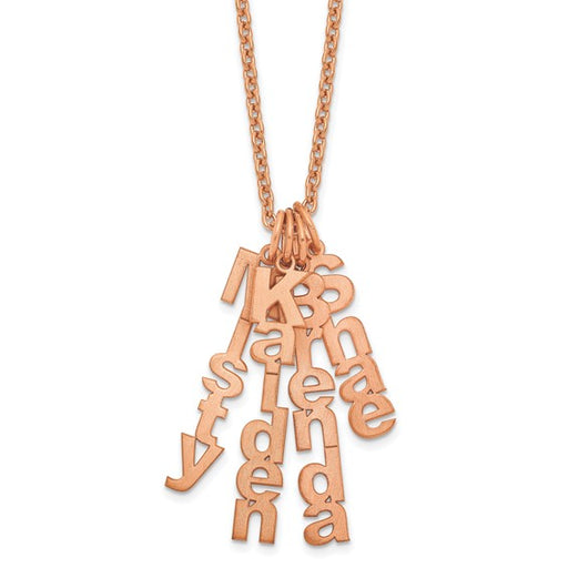 Brushed Vertical Name Charm Necklaces - 4 Names