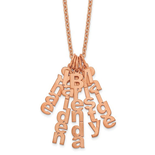 Brushed Vertical Name Charm Necklaces - 5 Names