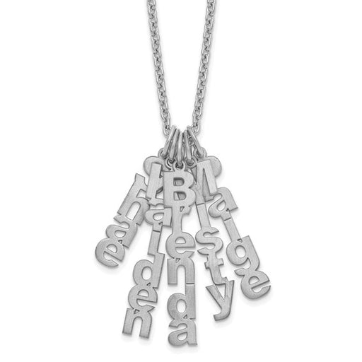 Brushed Vertical Name Charm Necklaces - 5 Names