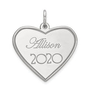Heart Personalized Name/Year Silver Pendant.