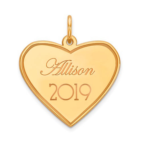 Heart Personalized Name/Year Gold Pendant.