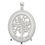 Family Tree Oval Silver Pendant - 3 Names