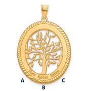 Family Tree Oval Gold Pendant - 3 Names