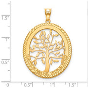 Family Tree Oval Gold Pendant - 4 Names.  The pendant is shown on a ruled background.