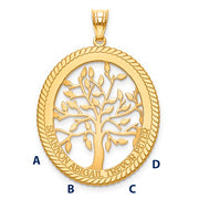 Family Tree Oval Gold Pendant - 4 Names