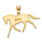 14k Laser Polished Horse Name Pendant