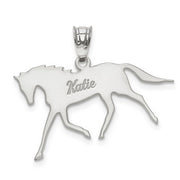 14k White Gold Laser Polished Horse Name Pendant