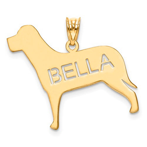 Gold Plated/SS Laser Polished Dog Name Pendant