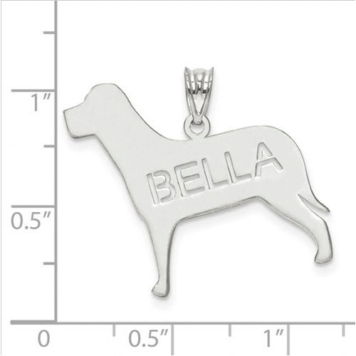 Sterling Silver Rhodium-plated Laser Polished Dog Name Pendant