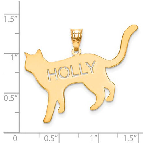 Gold Plated/SS Laser Polished Cat Name Pendant