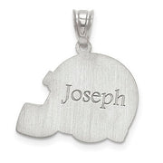 Sterling Silver Rh-plt Laser Football Helmet Number And Name Pendant side 2
