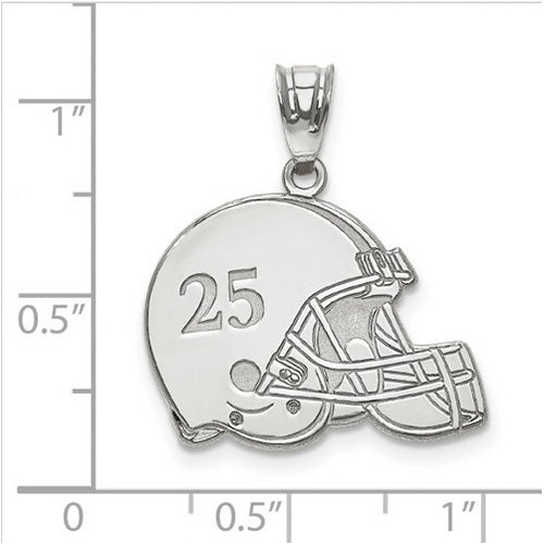 Sterling Silver Rh-plt Laser Football Helmet Number And Name Pendant