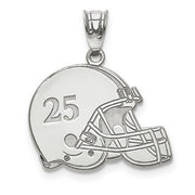 Sterling Silver Rh-plt Laser Football Helmet Number And Name Pendant