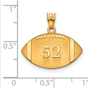 Gold Plated/SS Laser Football Number And Name Pendant. The pendant is shown on a ruled background.