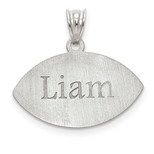 Sterling Silver Rhodium-plated Laser Football Number And Name Pendant side 2