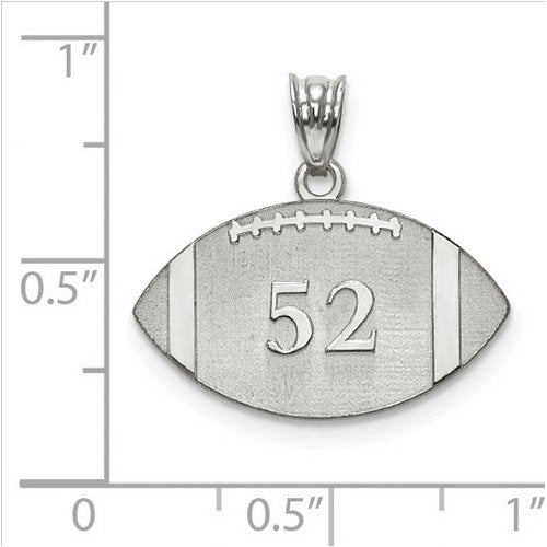 Sterling Silver Rhodium-plated Laser Football Number And Name Pendant