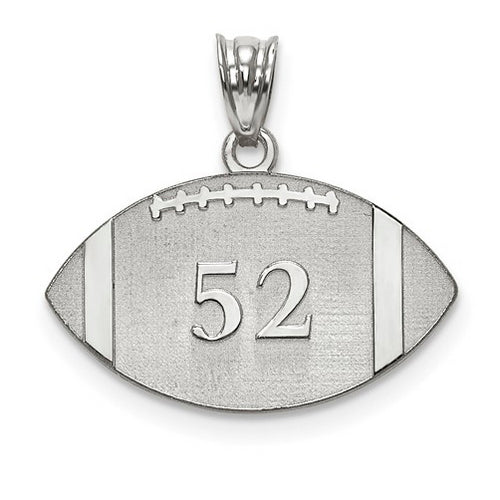 Sterling Silver Rhodium-plated Laser Football Number And Name Pendant