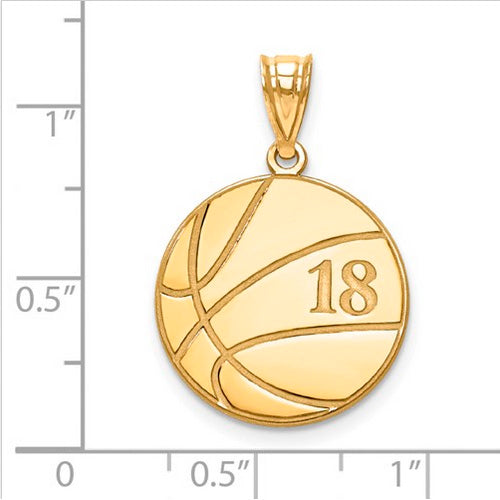 Gold Plated/SS Laser Basketball Number And Name Pendant