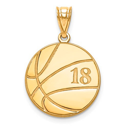 Gold Plated/SS Laser Basketball Number And Name Pendant