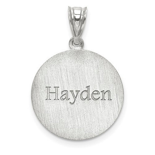 Sterling Silver Rhod-plated Laser Basketball Number And Name Pendant side 2