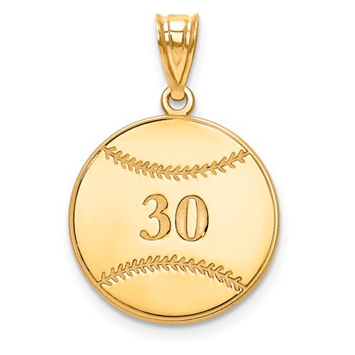 Gold Plated/SS Laser Baseball Number And Name Pendant