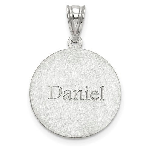 Sterling Silver Rhodium-plated Laser Baseball Number And Name Pendant side 2