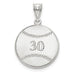 Sterling Silver Rhodium-plated Laser Baseball Number And Name Pendant