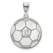Sterling Silver Rhodium-plated Laser Soccer Number And Name Pendant