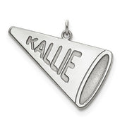 Sterling Silver Rhodium-plated Laser Polished Name Megaphone Charm