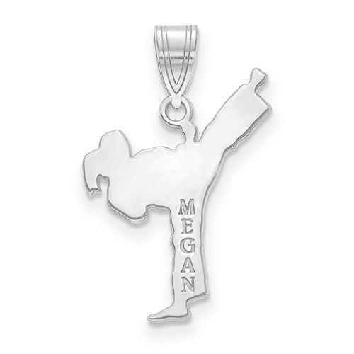 Sterling Silver Rhodium-plated Laser Polished Name Karate Charm