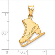 GP Laser Polished Name Ice Skating Charm. The pendant is shown on a ruled background.