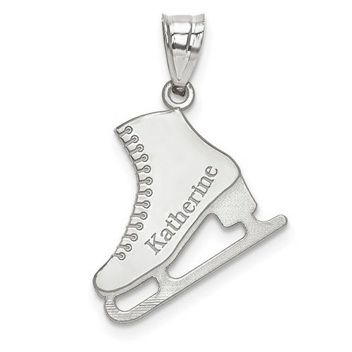 Sterling Silver Rhodium-plated Laser Polished Name Ice Skating Charm