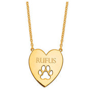 Gold Plated Sterling Silver Heart with Dog Paw Print Necklace