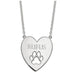 Sterling Silver Rhodium-plated Heart with Dog Paw Print Necklace