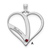 Mothers Heart Silver Pendant With 1 Name and Birthstone