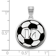 SS Epoxied Soccer Ball Charm with Number. The pendant is shown on a ruled background.
