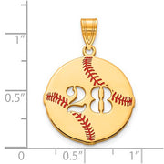 GP Epoxied Baseball Charm with Number. The pendant is shown on a ruled background.