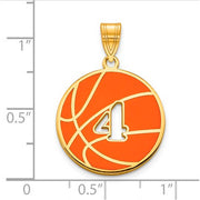 GP Epoxied BasketBall Charm with Number. The pendant is shown on a ruled background.