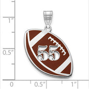 SS Epoxied Football Charm with Number. The pendant is shown on a ruled background.
