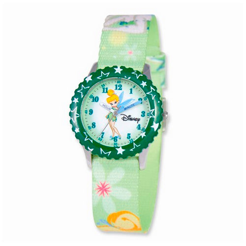 Disney Tinker Bell Dreamland Printed Fabric Band Time Teacher Watch