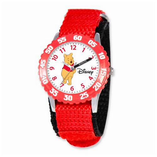 Disney Pooh and Friends Winnie Red Hook and Loop Band Time Teacher Watch