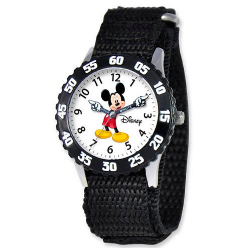 Disney Kids Mickey Mouse Front Face Black Time Teacher Watch