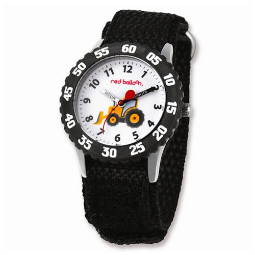 Red Balloon Construction Black Hook and Loop Time Teacher Watch