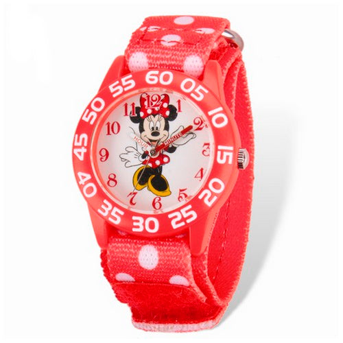 Disney Minnie Mouse Acrylic Case Red Hook and Loop Time Teacher Watch